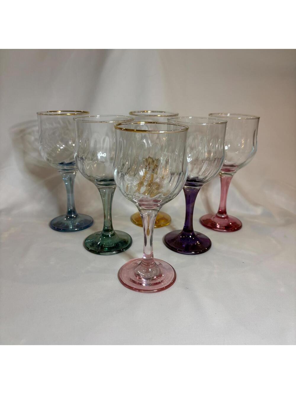Multicolor Stemmed Glasses - set of six